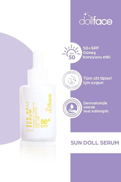 dollface Sunscreen 50+Spf Sun Serum- Sun Doll Serum- under Makeup with Collagen
