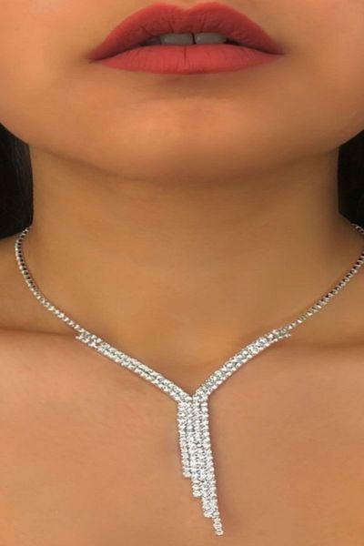 BB wikiki Waterway Crystal Stone Evening Dress Bridal Stepped Model Earring Necklace Set