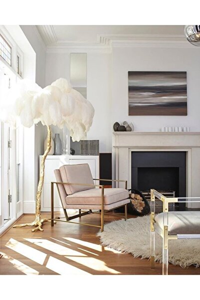 Genel Markalar Candice Beyaz Deve Kuşu Tüyü Lambader