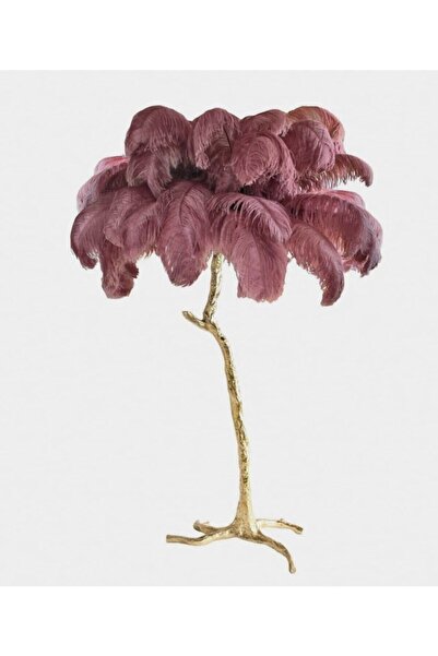 Lolu Interiors Deve Kuşu Tüylü Palmiye Lambader-aydınlatma-