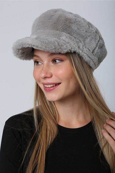 Luminos Butik Winter Gray Hat - Thick Furry, Warm, Fluffy Fur Accessory Spk1128