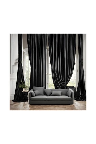 DEVRİM OLİVYA TEKSTİL Luxury 1St Grade Black Blackout Background Curtain - Special Planting, Light-Proof, Extra-Forced Blackout