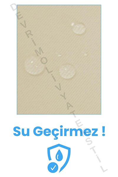 DEVRİM OLİVYA TEKSTİL Özel Dikim Bej Çizgili Lüks Branda Balkon Perdesi - Şık Ve Dayanıklı Tasarım