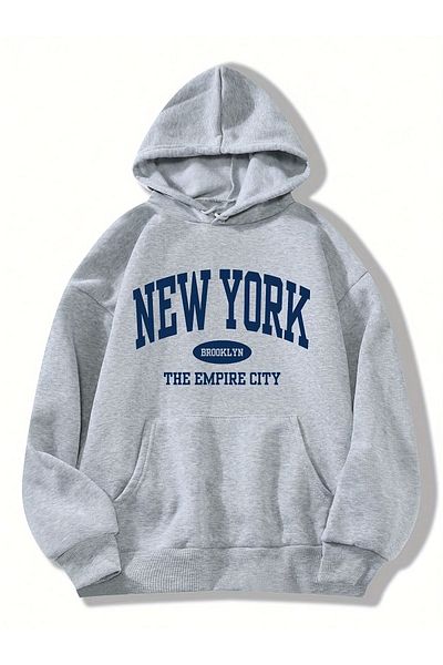 Let's Wear Мъжки ежедневен суитшърт с качулка и щампа New York