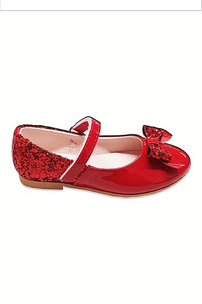 welissa Balerini din piele lacuita rosie - fete, fundite si sclipici