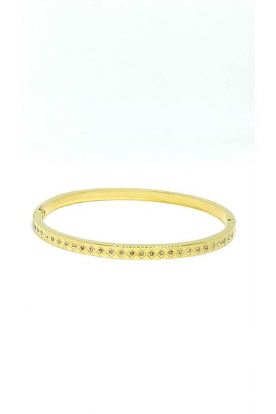 TUNA TAKI & AKSESUAR Paslanmaz Çelik Taşlı Kelepçe Bileklik Bilezik