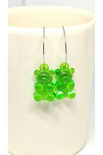 TUNA TAKI & AKSESUAR Jelly Bear Earrings Hoop Model Children's Earrings Young Earrings