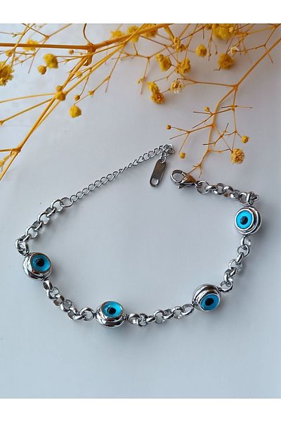 Blotch Ring Evil Eye Beaded Stylish and Stylish Steel Bracelet