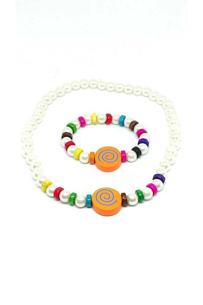 TUNA TAKI & AKSESUAR Children's Jewelry Set - Necklace and Bracelet Plastic and Wood
