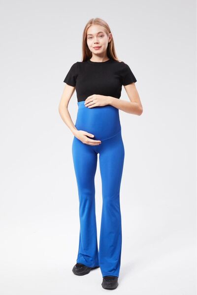 EYLÜLMATERNITY İspanyol Paça Yüksek Bel Esnek Toparlayıcı Hamile Tayt ( DALGIÇ KUMAŞ )