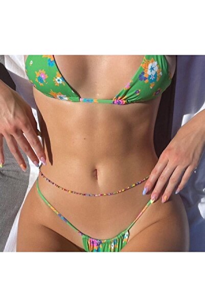 Genel Markalar Renkli Kum Boncuk Bel Takısı Bel Zinciri