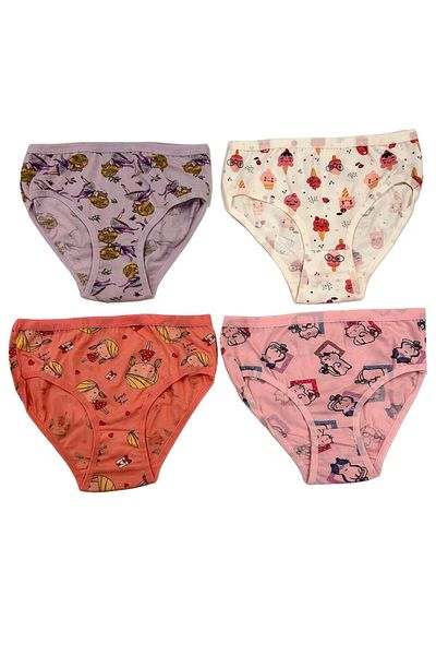 HB TREND Chiloți de bikini pieptănați din bumbac pentru fete - Set confort zilnic din 4 piese