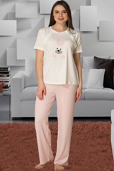 Effort Pijama Γυναικείο σετ πιτζάμα 2074 με ροζ χρώματος κουνελιού μητρότητας