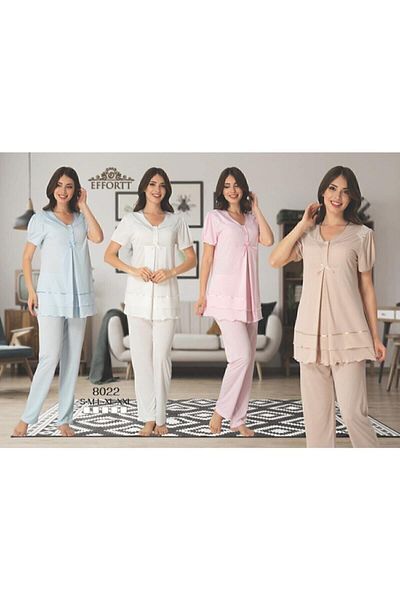 Effortt Set de pijamale de maternitate pentru femei, albastru