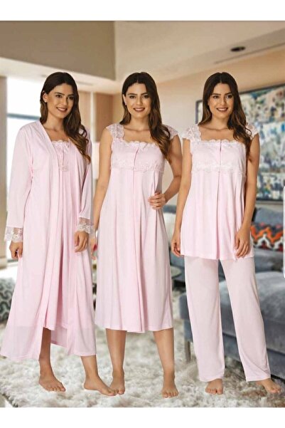Effort Pijama 2305p مجموعة من 4 قطع للحوامل بأكمام وردية