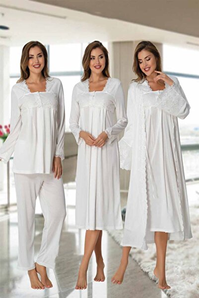 Effortt مجموعة Mayss Collections 7016 Ecru Color Nightgown، فستان سهرة، بيجام...