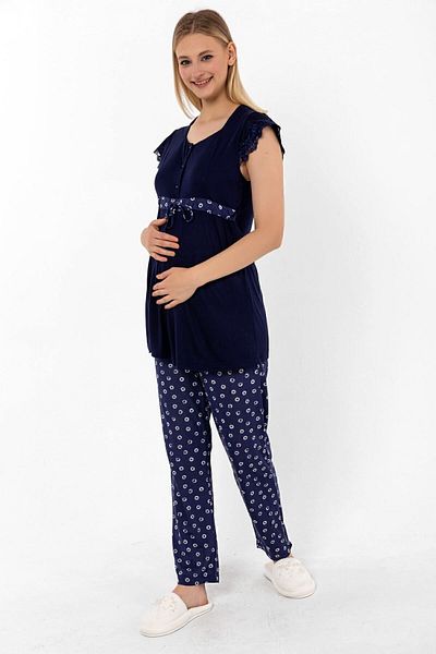 ByLohusa Effortt Navy Blue Maternity Pajama Set