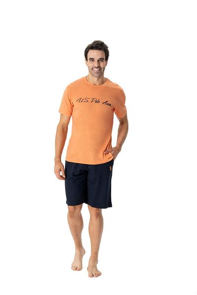 U.S. Polo Assn. Η.Π.Α. Polo Assn. Ανδρικό σορτς πορτοκαλί με στρογγυλή λαιμόκοψη 02Y.K1.M.8KE7.X.R7.