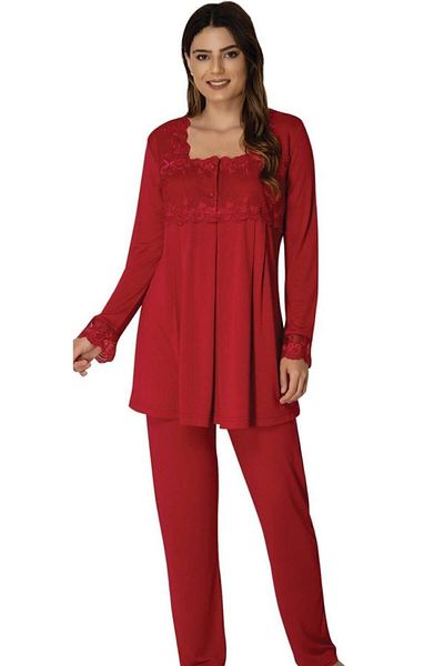 Effort Pijama Effortt 2403 Φούξια Robe Lace Σετ Πιτζάμες εγκυμοσύνης