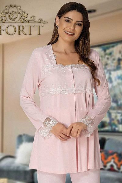 Effort Pijama Γυναικείο σετ πιτζάμες εγκυμοσύνης ροζ