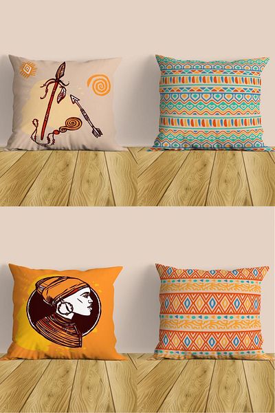 Belle Benoit Africano Design Cadou imprimat digital Set de huse de pernă și huse de pernă decorative pentru canapea din 4 piese