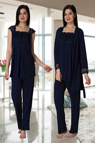 Effortt مجموعة Mayss Collections 2301 بيجامة للحوامل باللون الأزرق الداكن مع ثوب صباحي