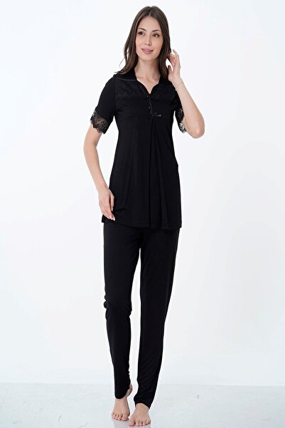 ByLohusa Σετ πιτζάμες εγκυμοσύνης από βαμβάκι με δυνατότητα θηλασμού - Ελαστι...