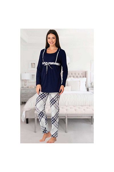 Effort Pijama Zerre Bebe Women's Navy Blue Maternity Breastfeeding Pajama Set
