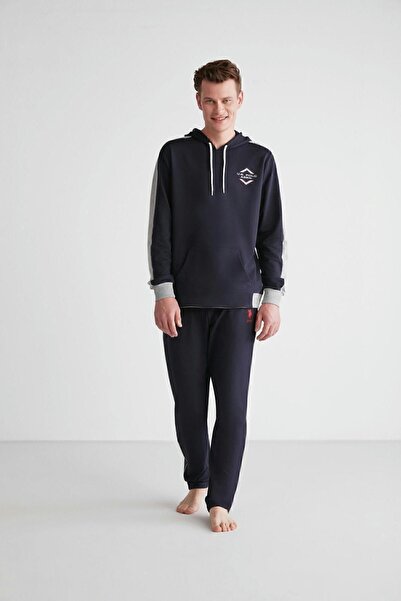 U.S. Polo Assn. U.S. POLO ASSN. - Erkek Lacivert Kapşonlu Pijama Takımı 024K.1ZE8TA7GR0P9