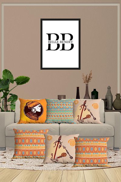 Belle Benoit Decorativ imprimat pe două fețe cu design modern din 6 piese, față de pernă pentru scaun, set de huse de pernă