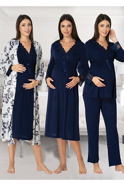 Effortt Zerre Bebe Women's Navy Blue Maternity Set