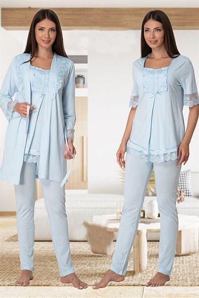 Effort Pijama Set de pijamale pentru gravidă Freya Effort, cu mâneci din dantelă, cu halat