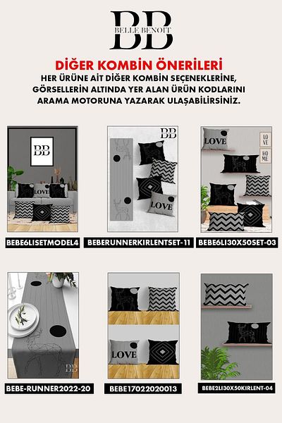 Belle Benoit Set de huse de pernă dreptunghiulară 30x50, 2 bucăți, imprimată pe două fețe, cu design negru gri