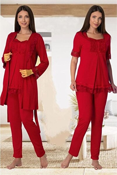 ByLohusa طقم بيجامة للحوامل من Effortt Cherry مع ثوب صباحي