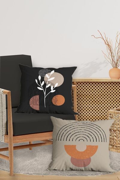 Belle Benoit Set of 4 Double-Sided Digital Printed Modern Geometric Pillowcases Throw Pillow Set – Zippered, 43X43 cm