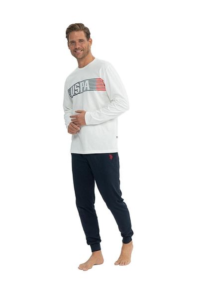U.S. Polo Assn. US Polo AssnMen's Ecru Round Collar Pajama Set