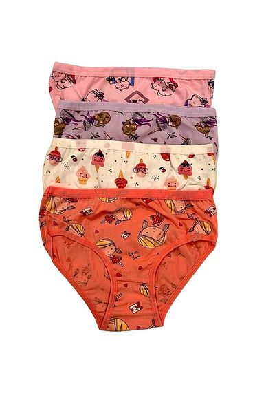 HB TREND Chiloți de bikini pieptănați din bumbac pentru fete - Set confort zilnic din 4 piese