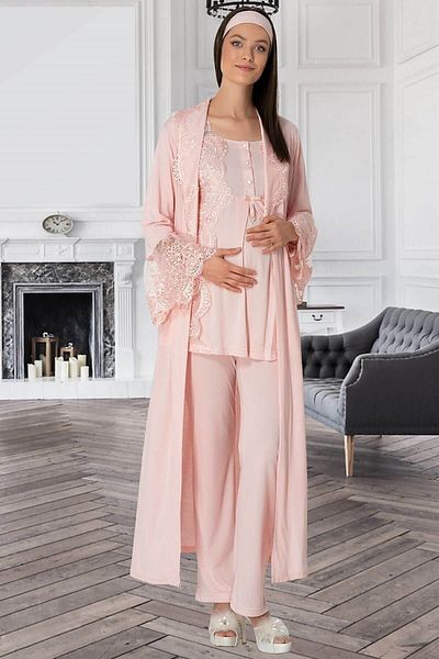 Mecit Pijama Πιτζάμα εγκυμοσύνης σε σκόνη με ρόμπα