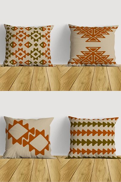 Belle Benoit Tile Design Double Sided Printed Decorative 4-Piece Sofa Pillowcase Throw Pillow Cover Set