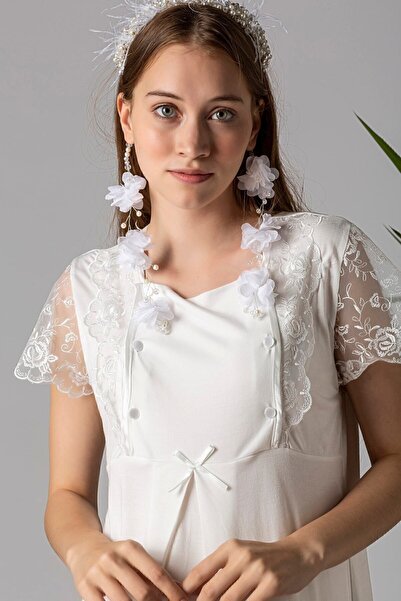 ByLohusa Effortt Ecru Lace Maternity Maternity Nightgown