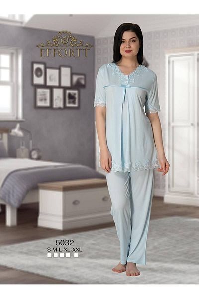 Effortt Set de pijamale de maternitate albastru pentru femei