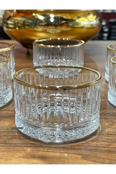 Paşabahçe 12-Piece Real Elysia Real Gold Gilded - Elysia Gold 235 Cc Snack Bowl, Gift, Snack Bowl