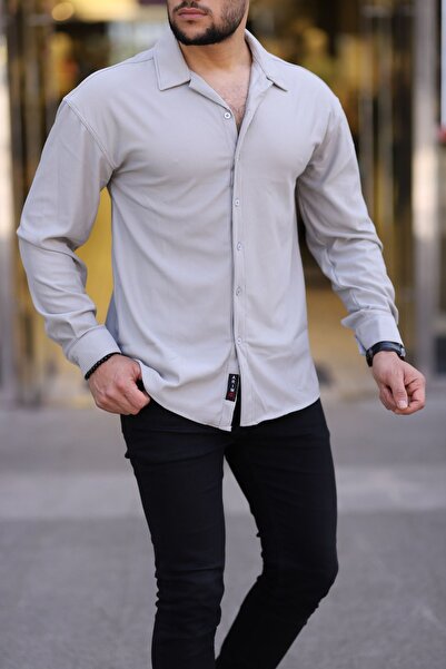 AHTAPOTMODA Erkek Kışlık Mevsimlik Fitilli Ottoman Dokulu Oversize Gömlek