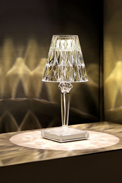 HANGAST Hl-005 Kristal Şarjlı Abajur Masa Lambası Ledli Akrilik 3renk 5v