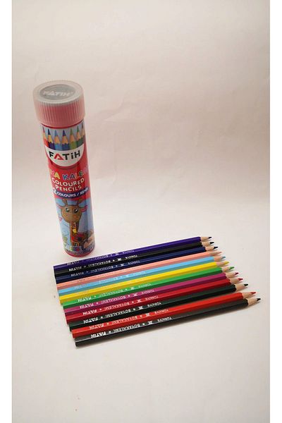 Fatih 12 Colors Dry Crayons Metal Tube Box Full Size