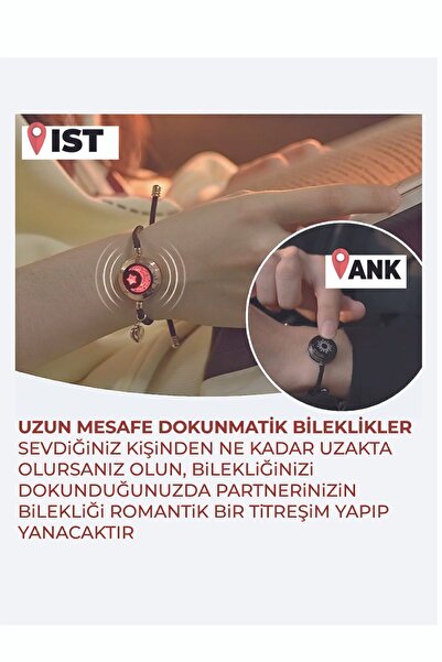 Totwoo Mesafe Bilekliği - Akıllı Dokunmatik Sevgililer Bilekliği