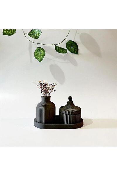 Genel Markalar Bohem Pampas Vazo Ve Takı Kutusu&Şekerlik ve Altlığı 3 PARÇA İ...