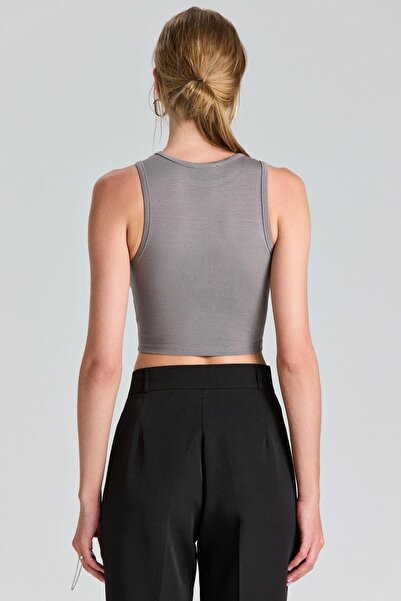 boutiquen 2734 Μοντέλο Ασύμμετρης Κοπής Γκρι Μπλούζα