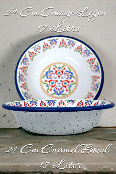 İnci Emaye 24 Cm Emaye Kase Tabak, Çukur Tabak, Salata Tabak, Cips Tabak