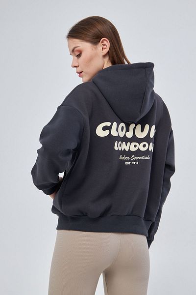 YÜKSEL IŞIK Anthracite Hooded Hoodie - Unisex Basic Sweatshirt 100% Cotton